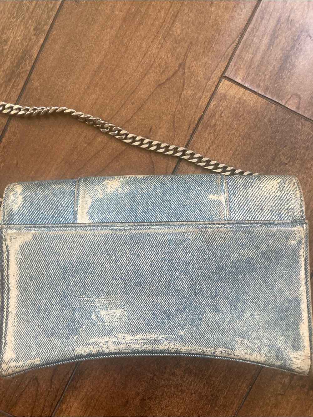 Balenciaga Hourglass Denim Light Blue Chain Crossbody Bag - Picture 2 of 7
